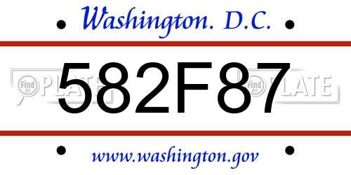 582F87 District Of Columbia License Plate