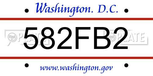 582FB2 District Of Columbia License Plate