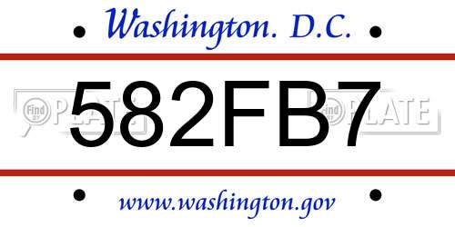 582FB7 District Of Columbia License Plate