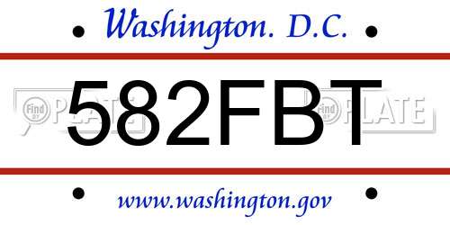 582FBT District Of Columbia License Plate