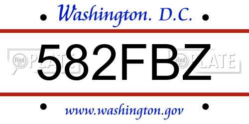 582FBZ District Of Columbia License Plate