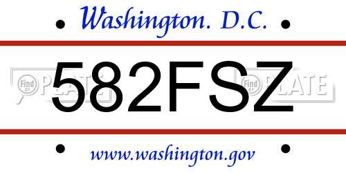 582FSZ District Of Columbia License Plate