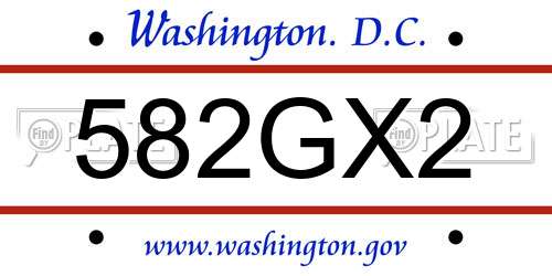 582GX2 District Of Columbia License Plate