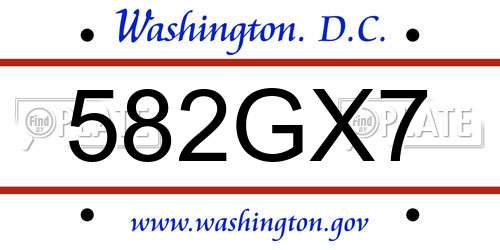 582GX7 District Of Columbia License Plate