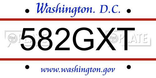 582GXT District Of Columbia License Plate