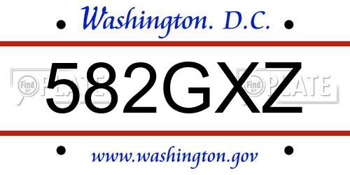 582GXZ District Of Columbia License Plate