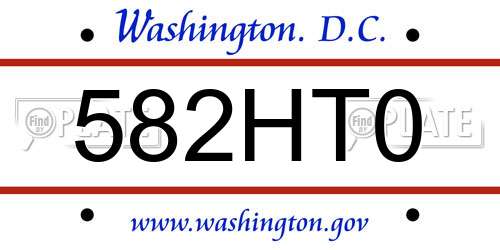582HT0 District Of Columbia License Plate