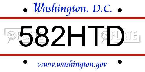582HTD District Of Columbia License Plate