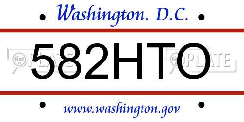 582HTO District Of Columbia License Plate