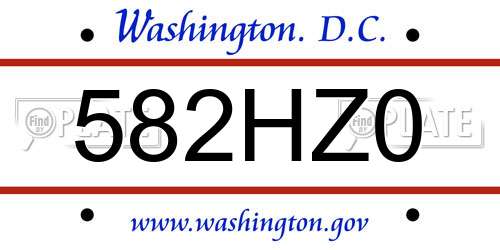 582HZ0 District Of Columbia License Plate