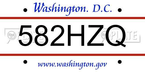 582HZQ District Of Columbia License Plate