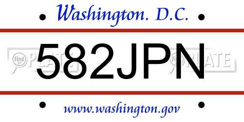 582JPN District Of Columbia License Plate
