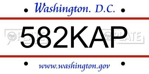 582KAP District Of Columbia License Plate