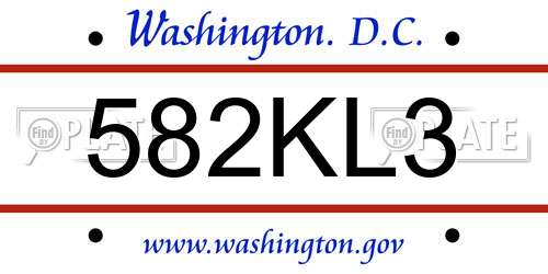 582KL3 District Of Columbia License Plate