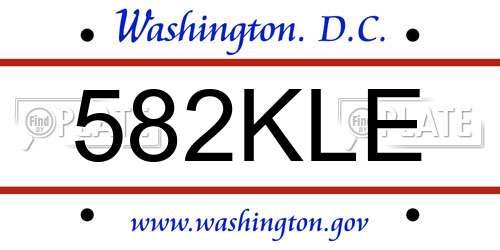 582KLE District Of Columbia License Plate