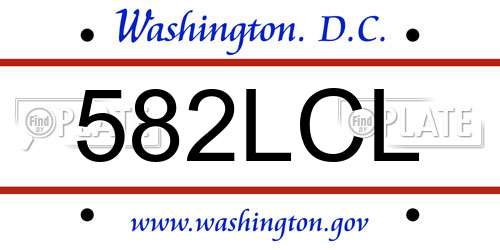 582LCL District Of Columbia License Plate