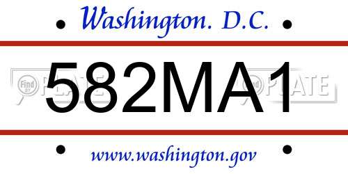 582MA1 District Of Columbia License Plate