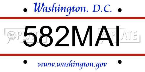 582MAI District Of Columbia License Plate