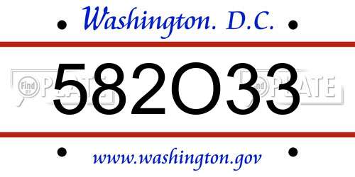 582O33 District Of Columbia License Plate