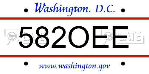 582OEE District Of Columbia License Plate