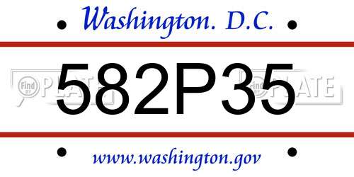 582P35 District Of Columbia License Plate