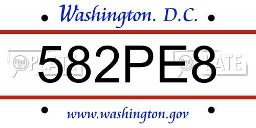 582PE8 District Of Columbia License Plate
