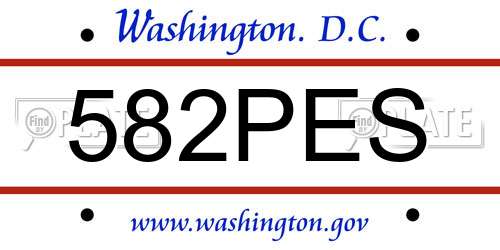 582PES District Of Columbia License Plate