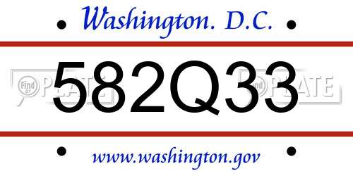 582Q33 District Of Columbia License Plate