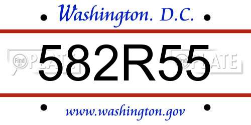 582R55 District Of Columbia License Plate