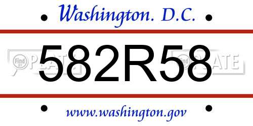 582R58 District Of Columbia License Plate