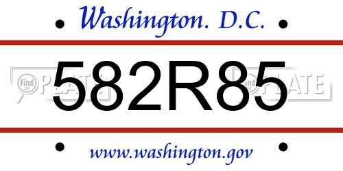 582R85 District Of Columbia License Plate
