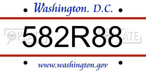 582R88 District Of Columbia License Plate