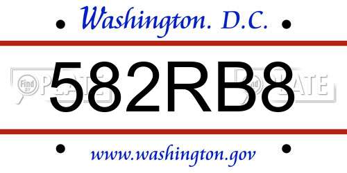582RB8 District Of Columbia License Plate