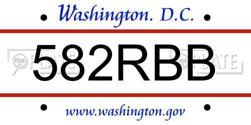 582RBB District Of Columbia License Plate