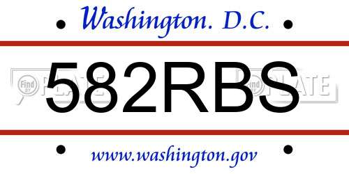 582RBS District Of Columbia License Plate