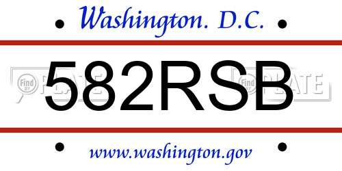 582RSB District Of Columbia License Plate