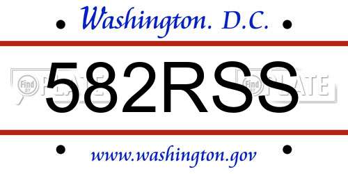 582RSS District Of Columbia License Plate