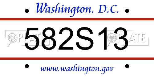 582S13 District Of Columbia License Plate