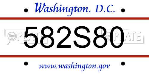 582S80 District Of Columbia License Plate