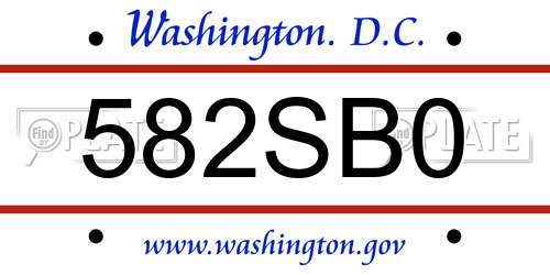 582SB0 District Of Columbia License Plate
