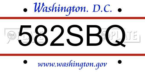 582SBQ District Of Columbia License Plate