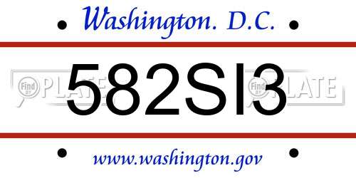582SI3 District Of Columbia License Plate