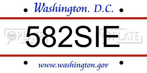 582SIE District Of Columbia License Plate