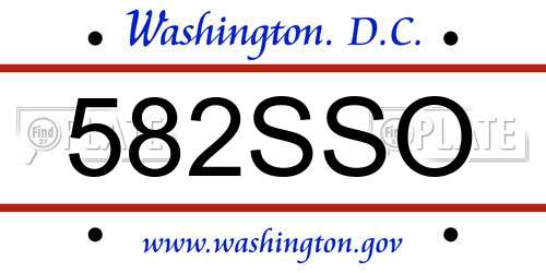 582SSO District Of Columbia License Plate