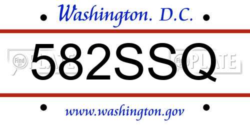 582SSQ District Of Columbia License Plate