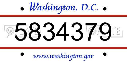 5834379 District Of Columbia License Plate