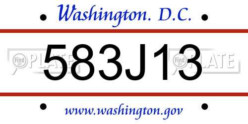 583J13 District Of Columbia License Plate