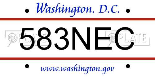 583NEC District Of Columbia License Plate
