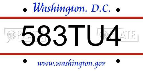583TU4 District Of Columbia License Plate