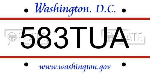 583TUA District Of Columbia License Plate